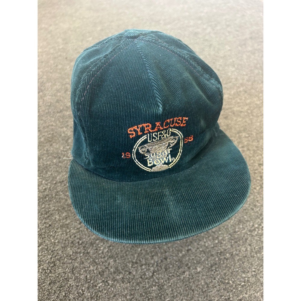 VTG Syracuse 1988 Sugar Bowl Snapback Hat Green Corduroy University Square USA